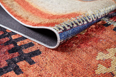 Burgundy Patchwork Rug – Non Slip Area Rug With Antibacterial Digital Print Carpet