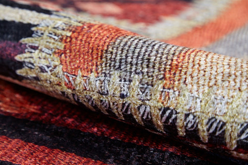 Burgundy Patchwork Rug – Non Slip Area Rug With Antibacterial Digital Print Carpet