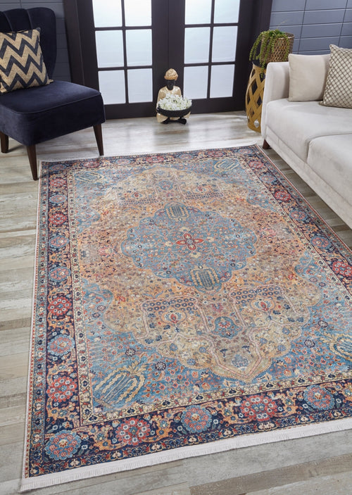 Blue Area Rug – Non Slip Digital Print Rug | Antibacterial Classic Carpet