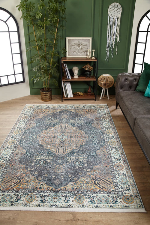 Classic Blue Area Rug – Digital Print Rug | Non Slip, Antibacterial Carpet