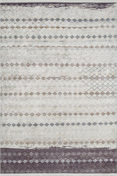 Beige Geometric Area Rug - Digital Print, Non Slip, Antibacterial Carpet for Modern Living Room