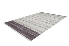 Beige Geometric Area Rug - Digital Print, Non Slip, Antibacterial Carpet for Modern Living Room