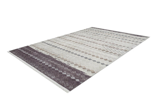 Beige Geometric Area Rug - Digital Print, Non Slip, Antibacterial Carpet for Modern Living Room