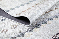 Beige Geometric Area Rug - Digital Print, Non Slip, Antibacterial Carpet for Modern Living Room