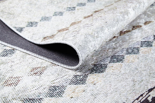 Beige Geometric Area Rug - Digital Print, Non Slip, Antibacterial Carpet for Modern Living Room