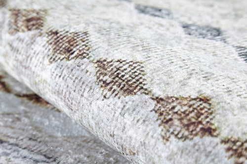 Beige Geometric Area Rug - Digital Print, Non Slip, Antibacterial Carpet for Modern Living Room