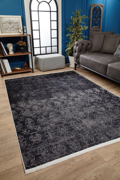 Grey Classic Area Rug – Digital Print Carpet | Antibacterial, Non Slip, Washable