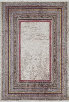 Digital Print Area Rug – Brown Frame Design, Non Slip, Antibacterial Carpet