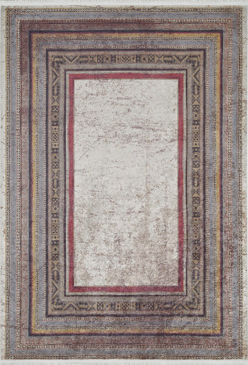 Digital Print Area Rug – Brown Frame Design, Non Slip, Antibacterial Carpet