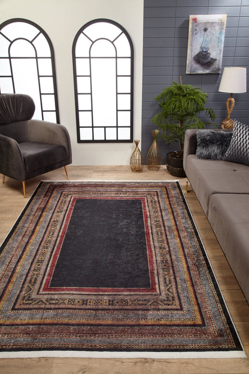 Digital Print Area Rug – Black Frame Rug | Stylish Antibacterial Non Slip Carpet