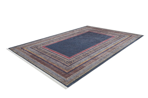 Digital Print Area Rug – Navy Frame Rug | Non Slip, Antibacterial, Washable Carpet