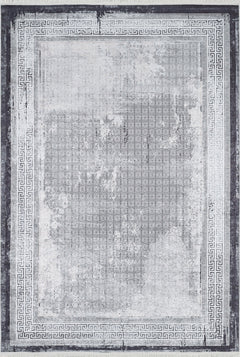 Digital Print Area Rug – Grey Frame Stylish Floor Covering, Non Slip Carpet