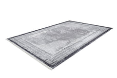 Digital Print Area Rug – Grey Frame Stylish Floor Covering, Non Slip Carpet