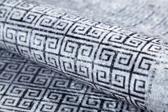 Digital Print Area Rug – Grey Frame Stylish Floor Covering, Non Slip Carpet