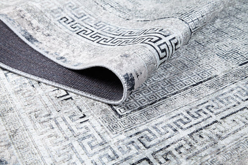 Larkana Grey Frame Digital Print Area Rug