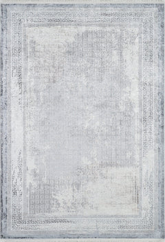 Digital Print Area Rug – Grey Frame Rug, Non Slip Carpet for Living Room