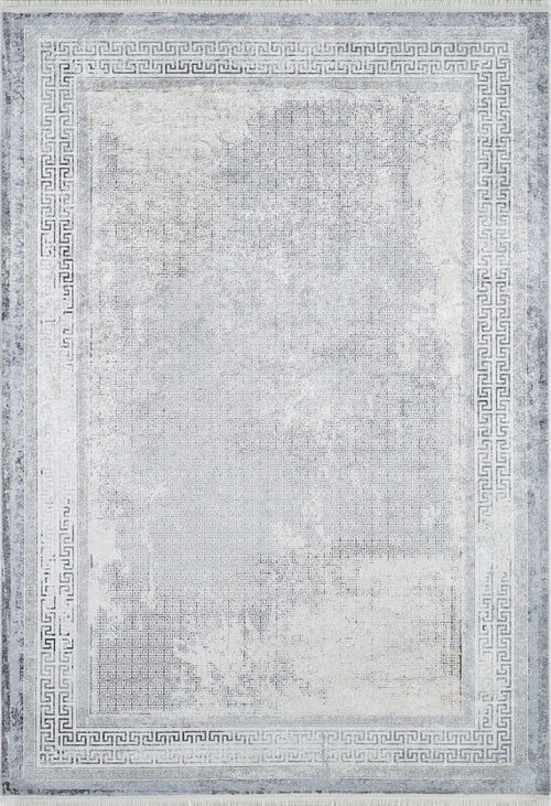 Digital Print Area Rug – Grey Frame Rug, Non Slip Carpet for Living Room