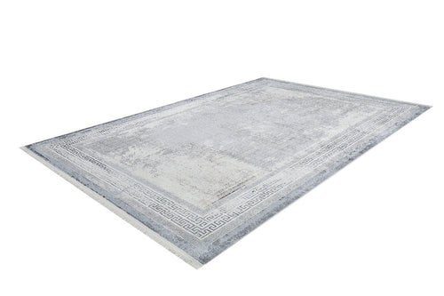 Digital Print Area Rug – Grey Frame Rug, Non Slip Carpet for Living Room
