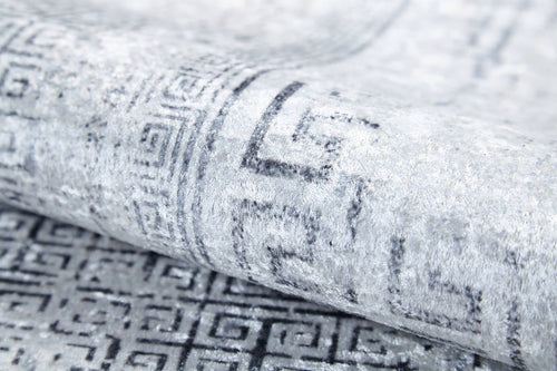 Digital Print Area Rug – Grey Frame Rug, Non Slip Carpet for Living Room