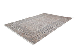 Digital Print Area Rug – Beige Frame Design Non Slip Carpet for Living Room