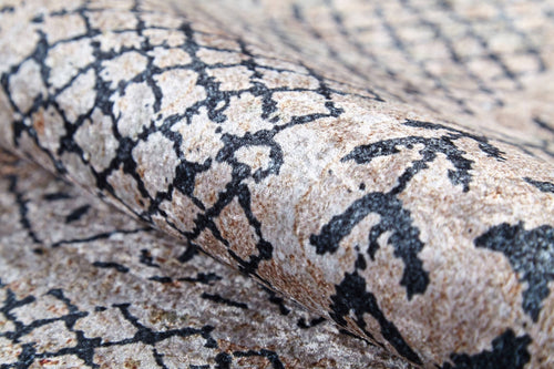 Digital Print Area Rug – Beige Frame Design Non Slip Carpet for Living Room