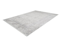 Digital Print Area Rug - Grey Frame Design Stylish Non Slip Carpet for Living Room