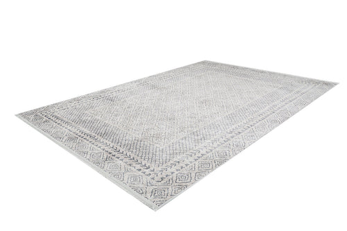 Digital Print Area Rug - Grey Frame Design Stylish Non Slip Carpet for Living Room