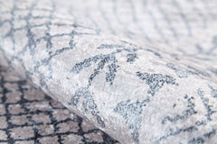 Digital Print Area Rug - Grey Frame Design Stylish Non Slip Carpet for Living Room