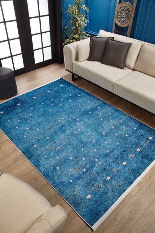 Purpleelos Blue Modern Digital Print Area Rug