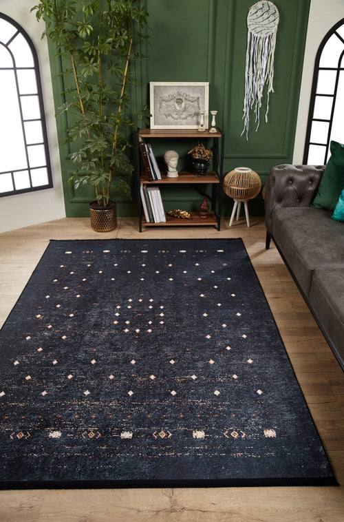 Tamaulipas Black Modern Digital Print Area Rug