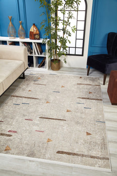 Modern Digital Print Rug - Beige Area Rug Non Slip Antibacterial Carpet