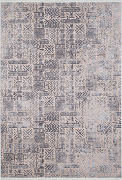 Beige Geometric Area Rug - Digital Print, Non Slip, Washable Carpet for Living Room