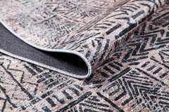 Beige Geometric Area Rug - Digital Print, Non Slip, Washable Carpet for Living Room