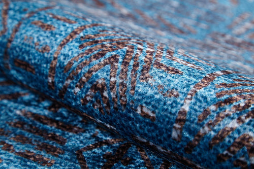 Blue Geometric Area Rug - Digital Print Non Slip Washable Carpet for Living Room