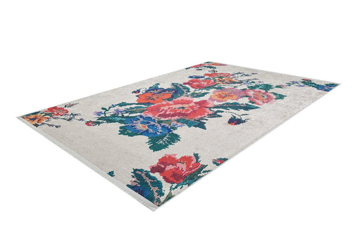 Red Floral Area Rug – Jodhpur Style Digital Print Non Slip Antibacterial Carpet