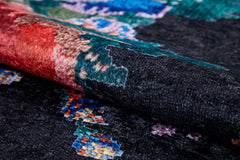 Black Floral Area Rug – Digital Print Rug | Antibacterial, Non Slip, Washable Carpet