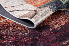 Orange Geometric Rug – Digital Print Area Floor Rug, Non Slip & Antibacterial