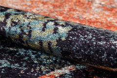 Orange Geometric Rug – Digital Print Area Floor Rug, Non Slip & Antibacterial