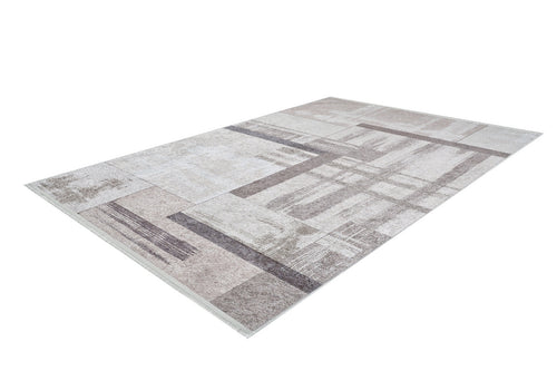 Geometric Area Rug – Cream Digital Print Rug With Non Slip, Antibacterial Design