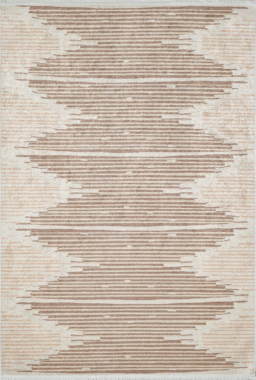 Cream Striped Area Rug – Non Slip Digital Print Carpet for Living Room Decor