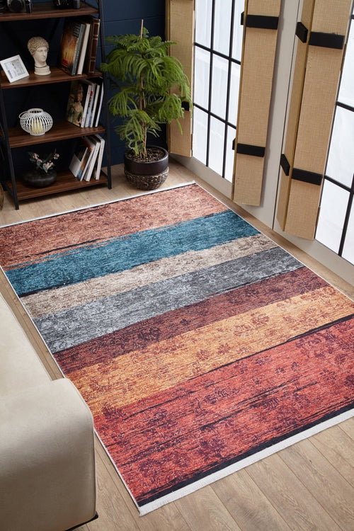 Modern Digital Area Rug - Red Antibacterial Non Slip Carpet for Living Room