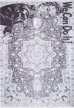 Digital Print Area Rug – Grey Design Rug | Antibacterial, Non Slip, Dust Free Carpet