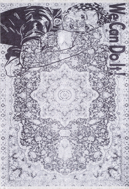 Digital Print Area Rug – Grey Design Rug | Antibacterial, Non Slip, Dust Free Carpet