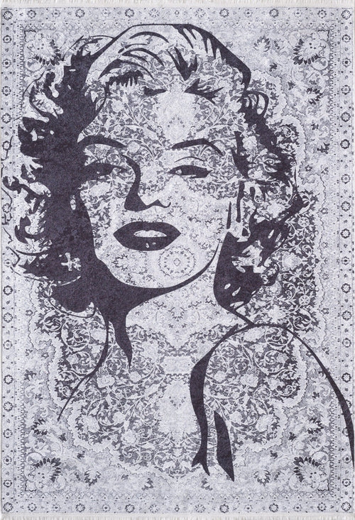 Byczyna Grey Figured Digital Print Area Rug