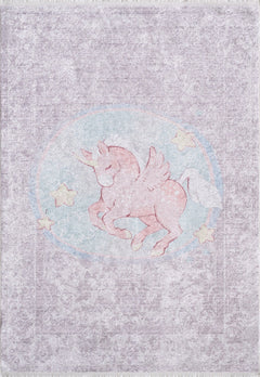 Kids Purple Rug – Digital Print Figured Carpet | Non Slip, Antibacterial, Allergy Friendly