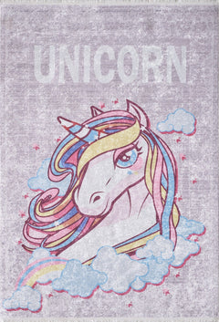 Purple Unicorn Kids Rug – Digital Print Carpet | Antibacterial, Non Slip, Hypoallergenic