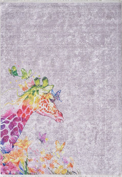 Wielkopolski Green Animal Figured Digital Print Area Rug