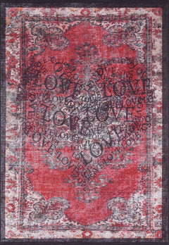 Red Area Rug - Digital Print Carpet | Antibacterial, Non Slip, Washable 7mm Pile