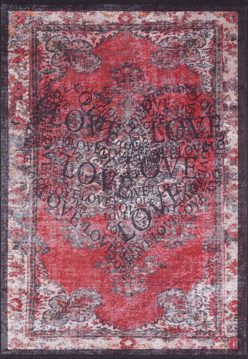 Red Area Rug - Digital Print Carpet | Antibacterial, Non Slip, Washable 7mm Pile