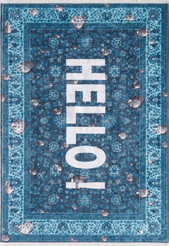 Blue Area Rug - Digital Print Non Slip Antibacterial Carpet for Living Room